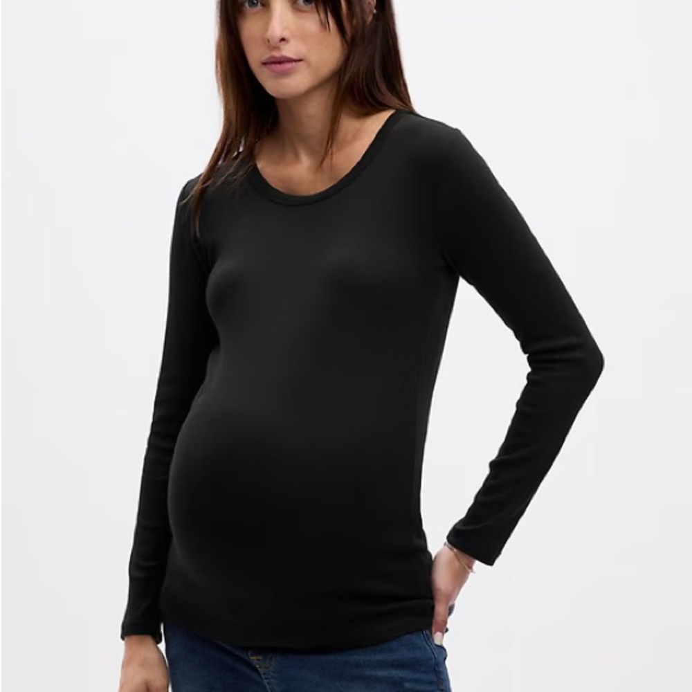 Women's Black Long Sleeve Maternity Top